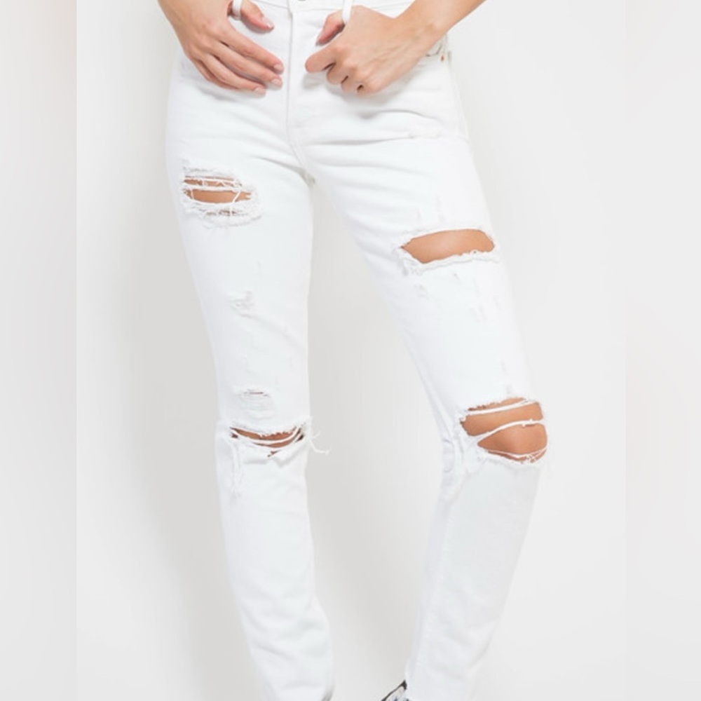 🆕NWT Ban jara super high waisted ripped white girlfriend jeans size 5/26